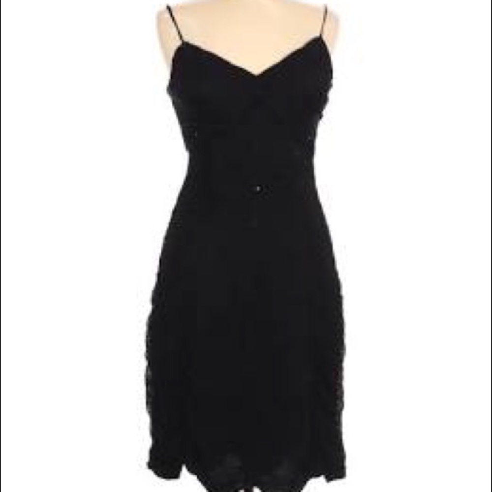 Sue Wong Black Silk Cocktail Dress